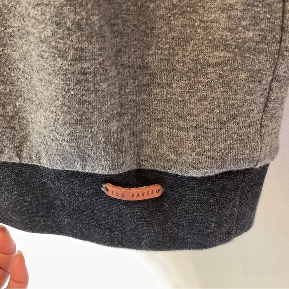 Ted Baker London 1/4 Zip Pullover Sweater Leather Trim Grey Size 7 - Picture 5 of 14